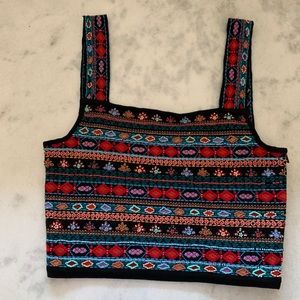 Zara knit beaded cropped tank